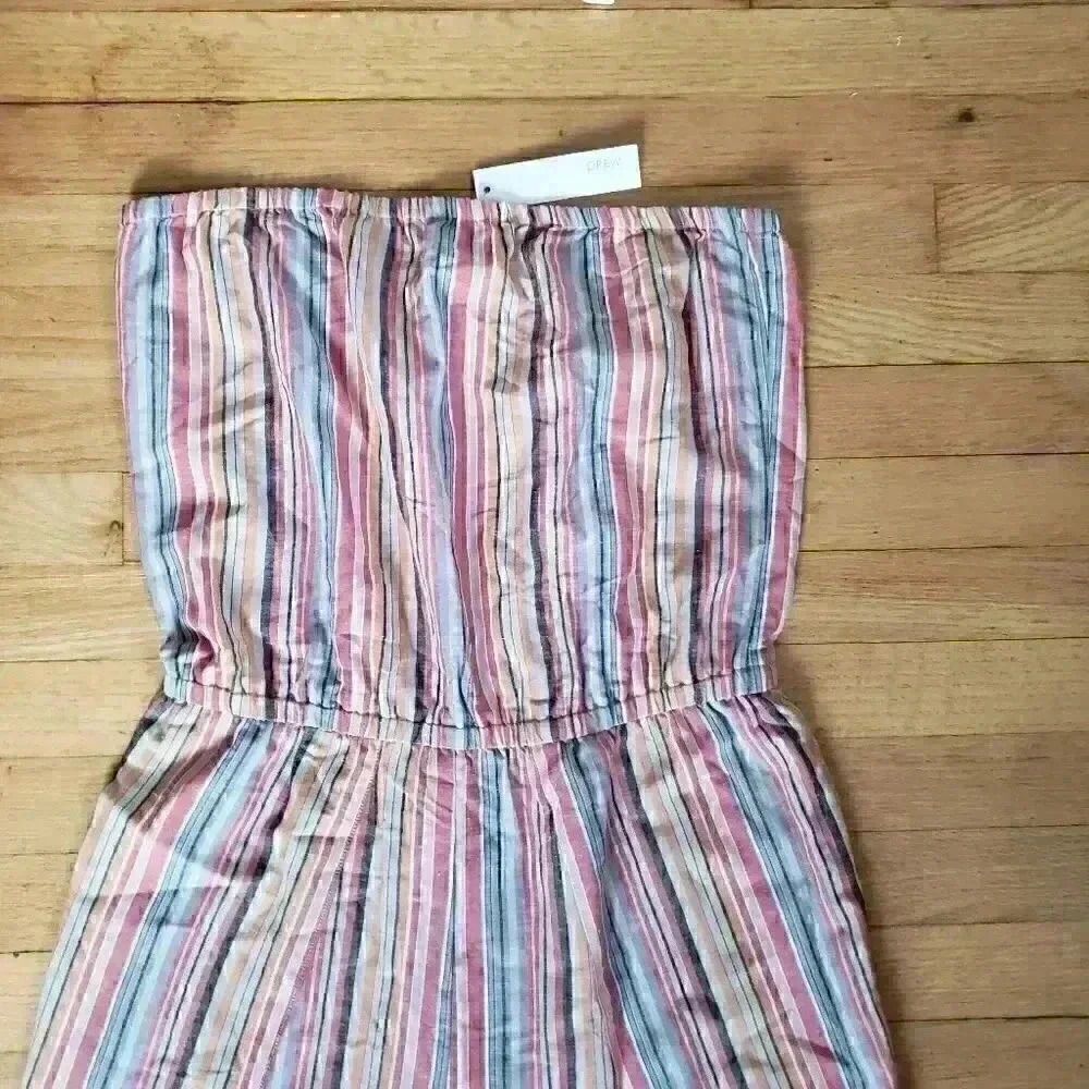 Drew Anthropologie Striped Linen Blend Strapless Bohemian Jumpsuit Size … - Picture 6 of 11